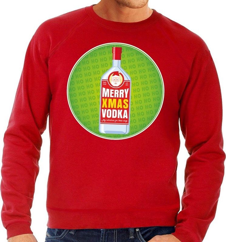Foute Kersttrui - Merry Christmas Vodka - Rood - Heren