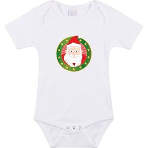 Kerstkleding baby rompertje met kerstman wit jongens en meisjes