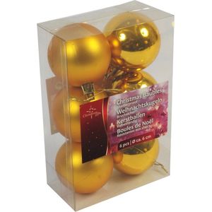 Gouden kerstballen kerstversiering van kunstof 12 stuks van 6 cm