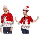 Foute Kersttrui - Sneeuwpop - Rood/Wit - Acryl