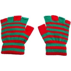 Mofjes handschoenen in rood groenkleur one size