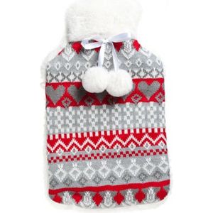 Warme voeten kruik met rode / grijze opdruk