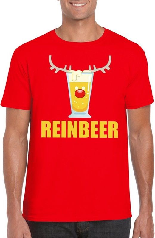 Foute Kerst t-shirt Reinbeer rood voor heren