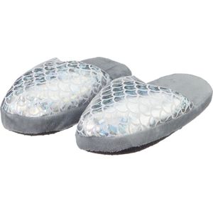 Cadeau kinderslofjes/pantoffels zeemeermin/mermaid zilver met anti-slip zool voor kinderen - sloffen - kinderen