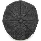 Grijze flatcap voor dames - volledig gestikt - bakerboy pet / flat cap S/M