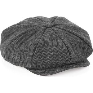 Grijze flatcap voor dames - volledig gestikt - bakerboy pet / flat cap S/M