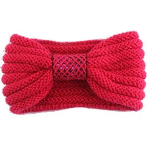 Winter gebreide haarband rood met strik voor dames