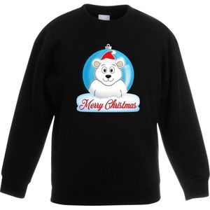 Kersttrui - Merry Christmas IJsbeer - Zwart - Kinderen