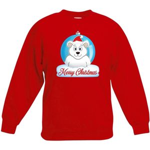 Bellatio Decorations - Kersttrui - Rood - Katoen - Merry Christmas IJsbeer