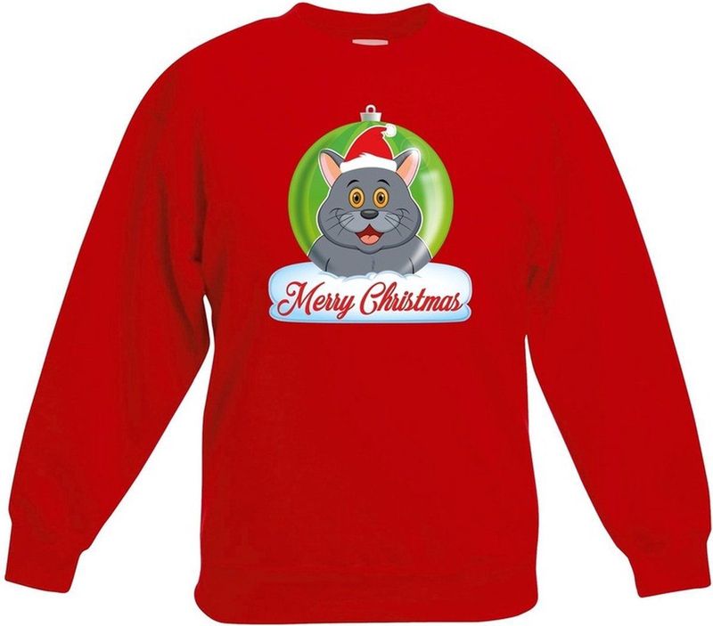 Bellatio Decorations - Kersttrui - Rood - Merry Christmas - Kinderen