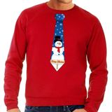 Bellatio Decorations - Foute Kersttrui - Rood - Sneeuwpop Print - Voor Heren