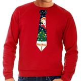 Foute kersttrui / sweater met stropdas van kerst print rood voor heren S
