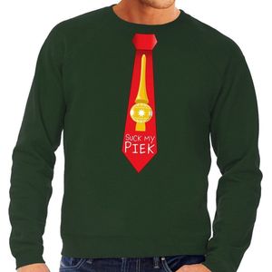 Bellatio - Suck My Piek - Foute Kersttrui - Groen - Katoen/Polyester