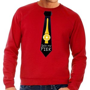 Foute kersttrui stropdas suck my piek rood voor heren