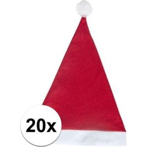 20x Klassieke kerstmuts rood voor volwassenen - Kerstmutsen