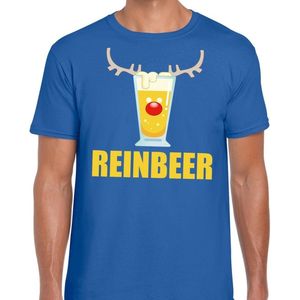 Foute Kerst T-shirt Reinbeer Blauw Voor Heren L