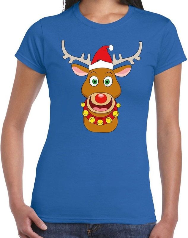 Bellatio Decorations - Foute Kerst T-shirt - Blauw - Katoen