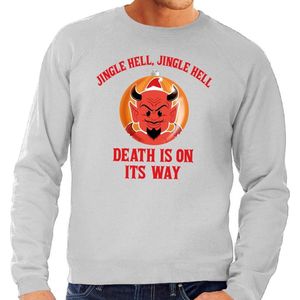 Foute kersttrui / sweater voor heren - grijs - Duivel Jingle Hell L