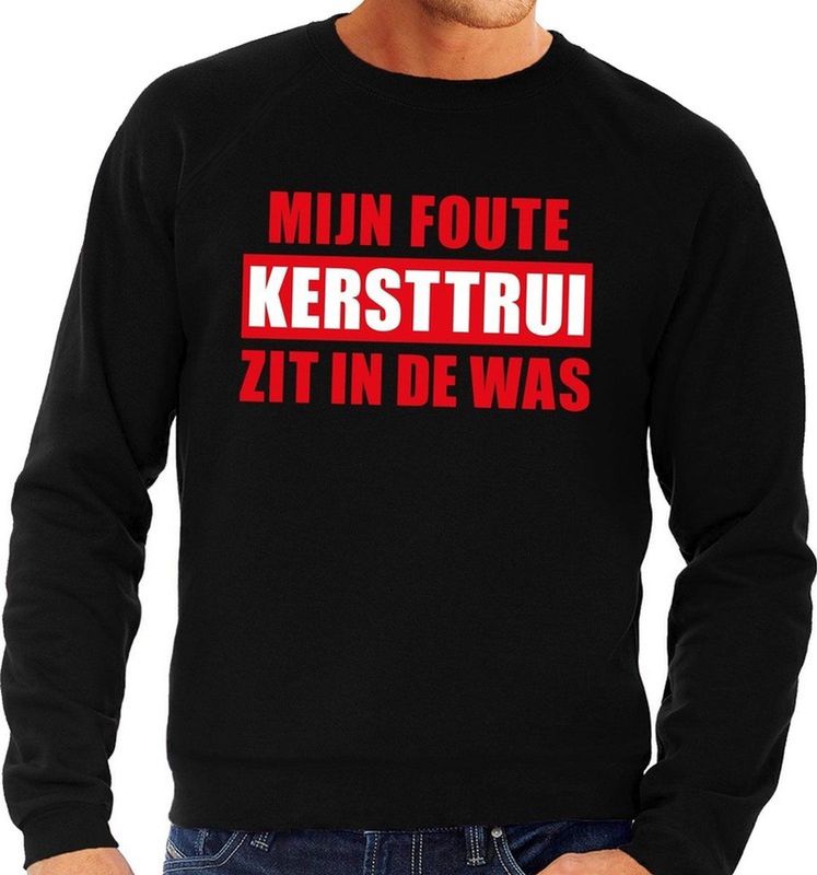Bellatio Decorations - Mijn Foute Kersttrui Zit In De Was - Sweater - Zwart