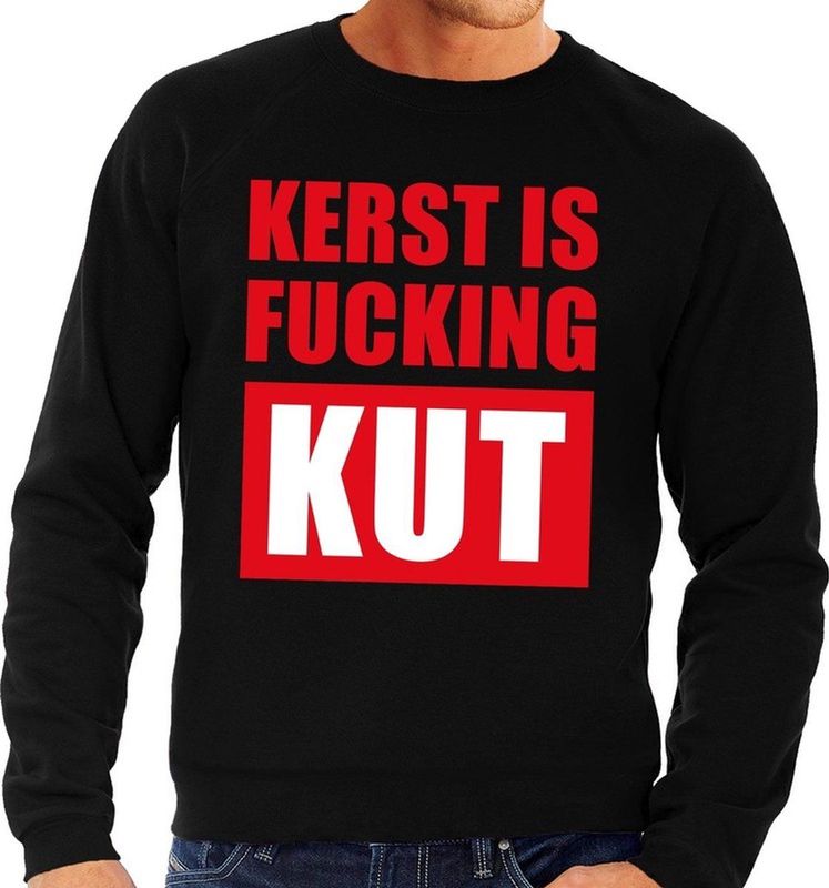 Bellatio - Kerst Is Fucking Kut - Sweater - Groen - Katoen/Polyester