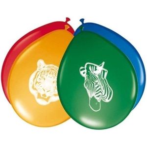 8x stuks Safari/jungle dieren themafeest ballonnen 27 cm