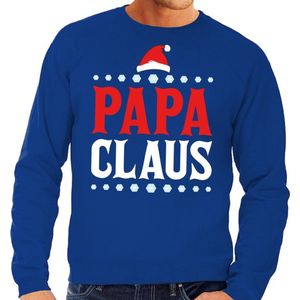 Foute kersttrui blauw Papa Claus voor heren - kerst truien