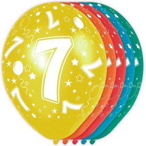 5x Verjaardag 7 jaar heliumballonnen 30 cm - Ballonnen