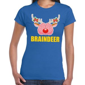 Foute Kerstmis t-shirt braindeer blauw voor dames