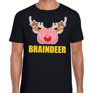 Foute Kerst t-shirt braindeer zwart voor heren
