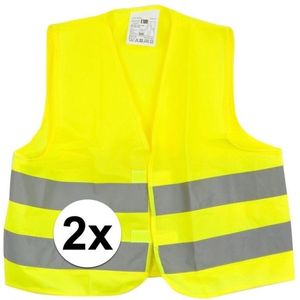 Veiligheidsvest - 2x - reflecterend - voor kinderen 3 tot 12 jaar - fluor geel - Veiligheidshesje