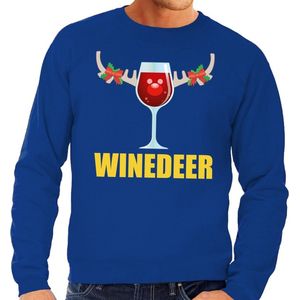 Foute kersttrui Winedeer blauw  voor heren - kerst truien