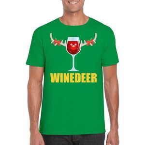 Foute Kerst t-shirt wijntje Winedeer groen voor heren