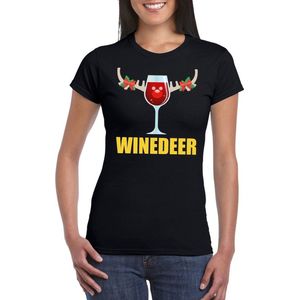 Foute Kerst t-shirt Winedeer zwart voor dames