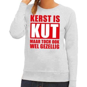 Foute Kersttrui Kerst is kut maar toch ook wel gezellig grijs voor dames XS