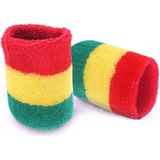 Pols zweetbandjes carnaval rood/geel/groen 2 stuks