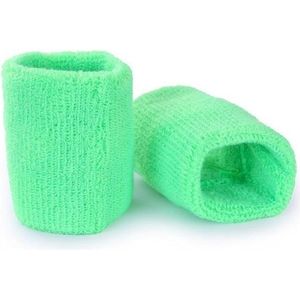 Pols zweetbandjes neon groen - voor volwassenen - 2x stuks