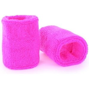 Pols zweetbandjes neon roze - voor volwassenen - 2x stuks