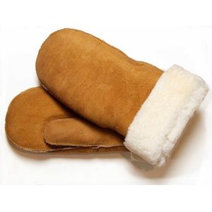 Bruine Lammy wanten suede voor volwassenen - Handschoenen schapenwol 9 (XL -  23 cm)