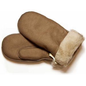 Taupe Lammy wanten suede voor volwassenen - Handschoenen schapenwol 5 (XS - 14,5 cm)