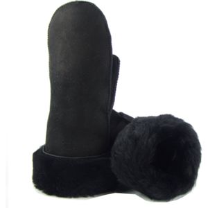Zwarte Lammy wanten suede voor volwassenen - Handschoenen schapenwol 8 (L - 20,5 cm)
