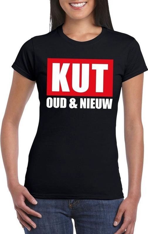 Foute oud en nieuw t-shirt - kut oud en nieuw - zwart voor dames