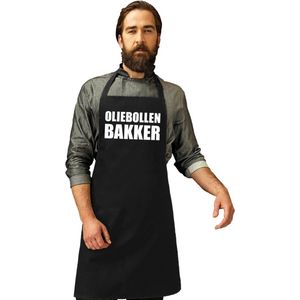 Oliebollen bakker keukenschort zwart voor heren en dames - oud en nieuw schort