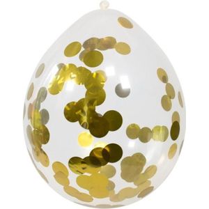 Feest ballonnen transparant met confetti - goud - 4x stuks - 30 cm - Ballonnen