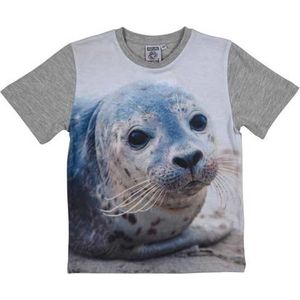 Grijs t-shirt met zeehond voor kinderen 116 ()