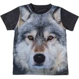 Donkergrijs t-shirt met wolf voor kinderen 116 ()
