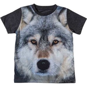 Donkergrijs t-shirt met wolf voor kinderen 116 ()