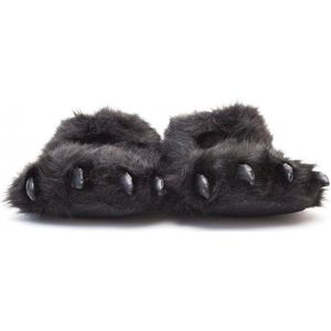 Dierenpoot pantoffels/sloffen beer voor volwassenen zwart 