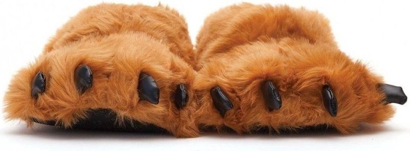Dierenpoot pantoffels/sloffen beer voor volwassenen bruin 
