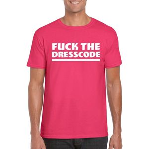Fuck the dresscode heren shirt roze - Heren feest t-shirts