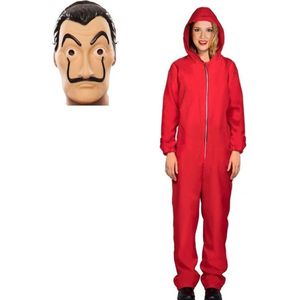 Verkleed set overall met masker La casa de Papel voor dames M